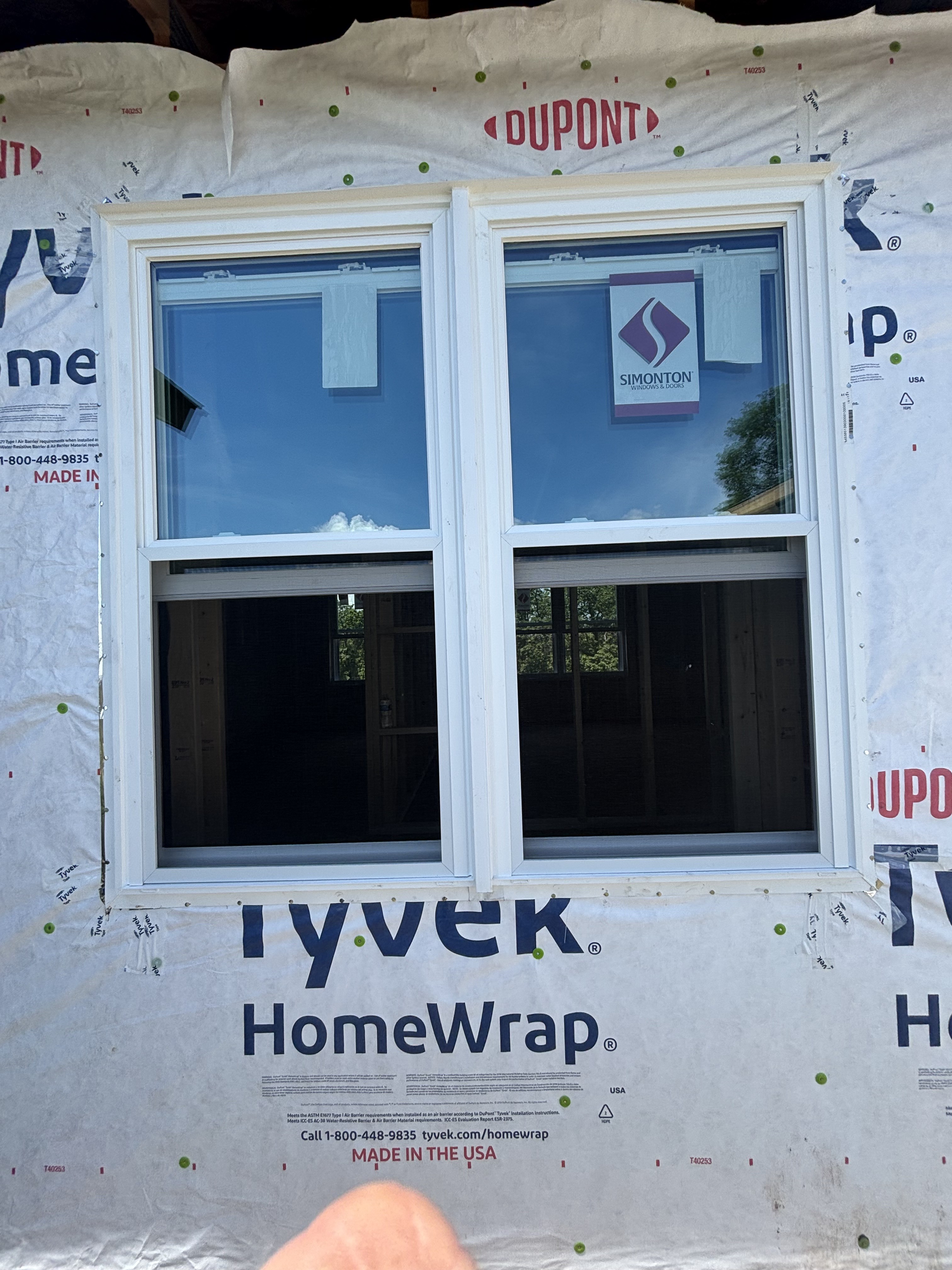 Close-up of double-hung window